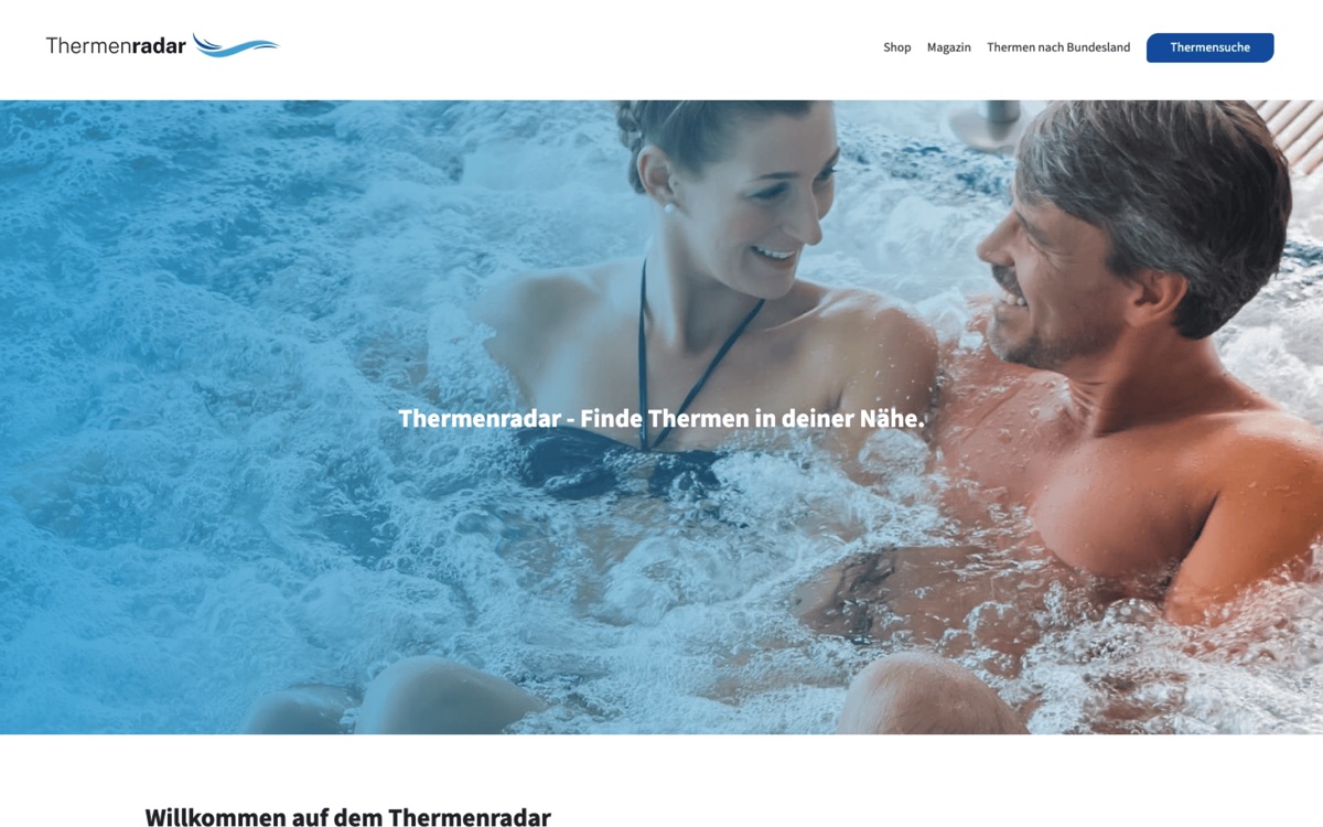 Screenshot der Website Thermenradar